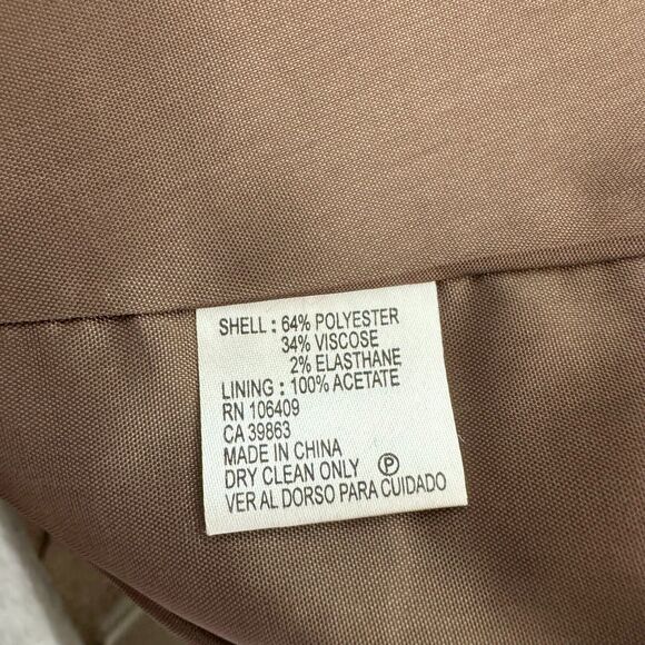 Antonio Melani Blazer Womens 2 Tan Twill Embroidered Stitch Pleated Front Career - Picture 6 of 11